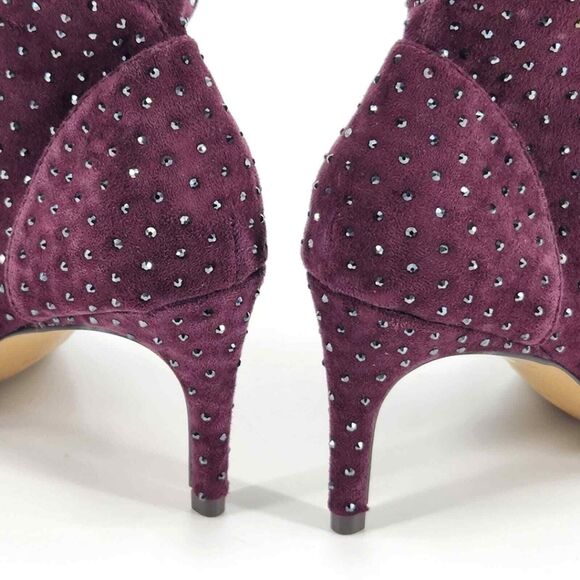 New Charles David Personal Rhinestone Booties Ankle Boots Women 5 Purple Suede - Picture 8 of 11